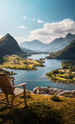 a wooden bench sitting on top of a grass covered hillside