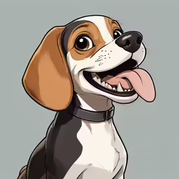 a dog with its tongue out and it is smiling