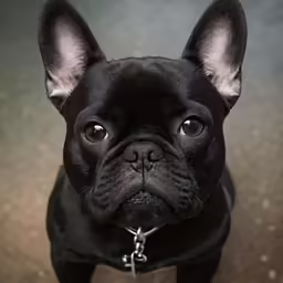 a small black dog with a sad look