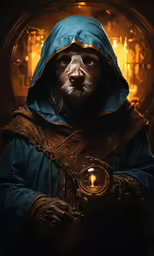 a person in a blue hoodie with a candle