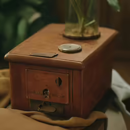 a brown box with some flowers in it