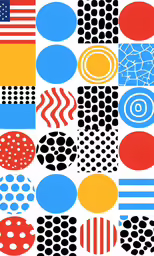 a painting with circles and stripes on it
