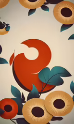 there is an abstract painting with a bird and flowers