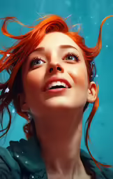 the young woman is swimming in the water