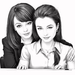 the two women are shown in black and white