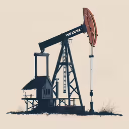 an oil well sits in the middle of a field