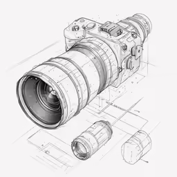 an ink drawing of an old camera