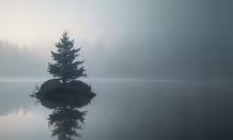 tree sitting on the edge of a small body of water