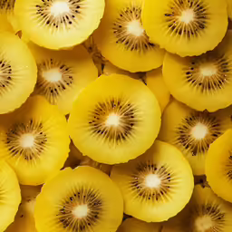 a big pile of yellow kiwi fruit slices