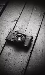 a camera is sitting on the wooden floor