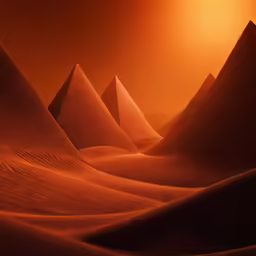 orange sunset over the mountains of a desert
