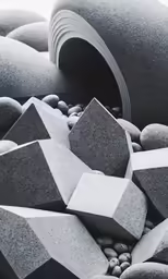 a bunch of rocks that have been cut in half