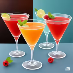 a set of three wine glasses filled with different color and flavor