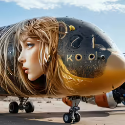 a statue is shown laying down beside an airplane