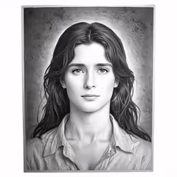 a woman with long hair and wearing a shirt