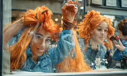 two women in a shop having their hair colored