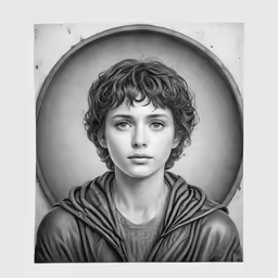a portrait of a woman with curly hair