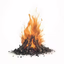 the fire is blazing into the white background