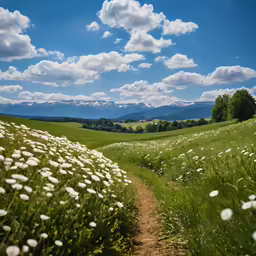 a dirt path splits into the grass at an altitude view