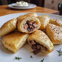 rolls that have been wrapped in some sort of food