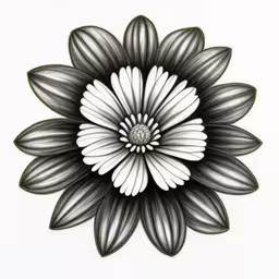 the flower is white and gray on a white background,drawing a flower that looks like it