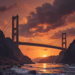 a large bridge over a river near a cliff