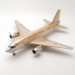 there is a toy airplane in the foreground