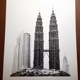 an architectural drawing of towers and the surrounding buildings