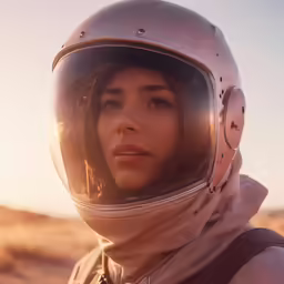 a woman wearing a helmet and a scarf