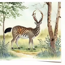 the zebra has long antlers and big horns