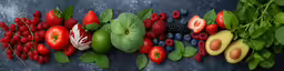 several fruits arranged in a straight arrangement on the wall
