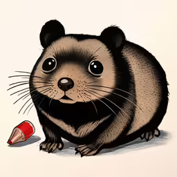 this is a black and tan drawing of a brown rat