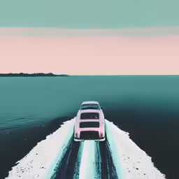 a very long and icy road on the water