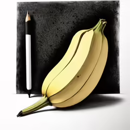there is an image of an banana with a pencil nearby