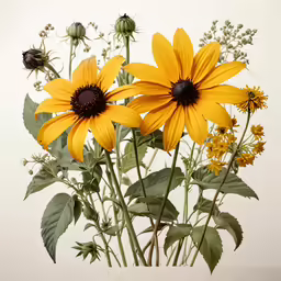 a close up view of many different types of flowers