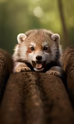an image of a red panda cub smiling