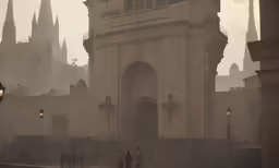 a clock on a post and some people near it