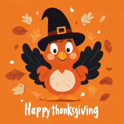a happy thanksgiving card featuring an illustration of an orange bird