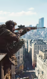 the man is shooting in a high way