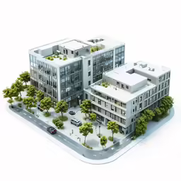 an architectural model of a four - story apartment complex