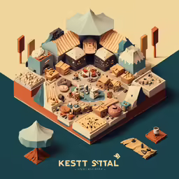 a stylized illustration of a kasb staa building