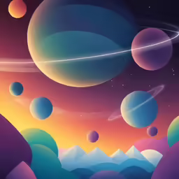 an artwork shows the planets in space