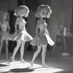 some very cute dolls in a group of outfits