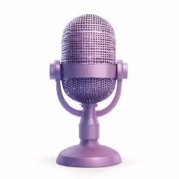 a purple microphone on a stand