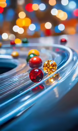 three colorful stones are shown in an artistic photo