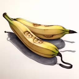 a drawing of two bananas with faces on them