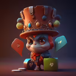 this is a digital rendering of a little cute troll sitting with some numbers
