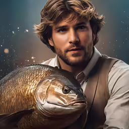 a young man holding up a large fish