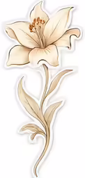 the flower sticker is in gold with a white background