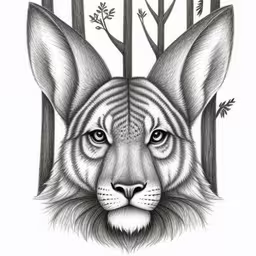 an animal head is shown with trees in the background